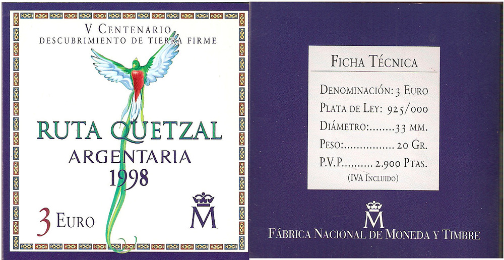 Cartera 3 euros 1998